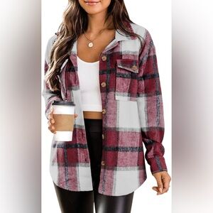 DOROSE Women's Flannel Shirt Long Sleeve Shakets Button Down Thick Plaid Jacket